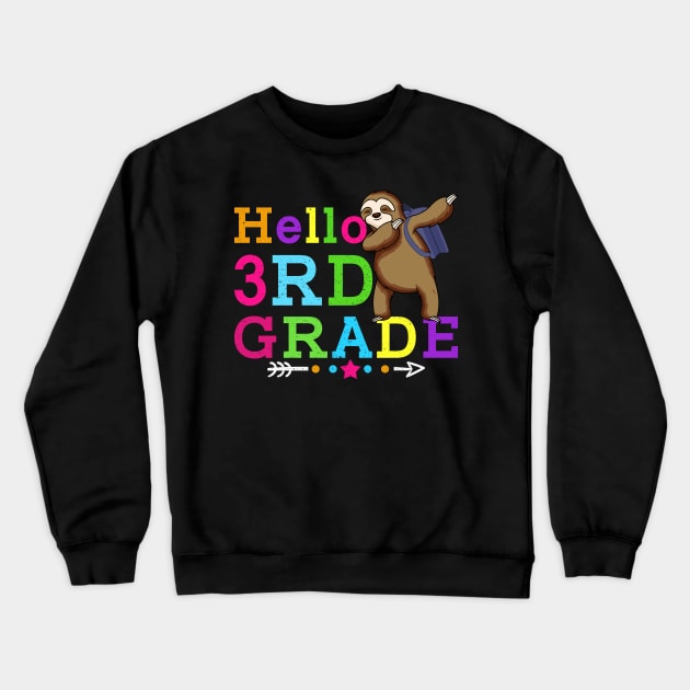 Sloth Hello 3rd Grade Teachers Kids Back to school Gifts Crewneck Sweatshirt by kateeleone97023